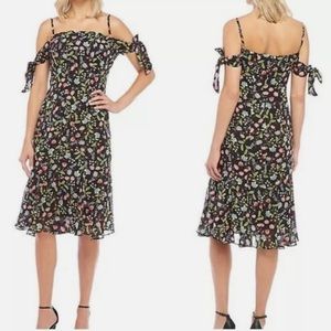 NANETTE LEPORE Women Black Floral Cold Shoulder Dress Size 4.